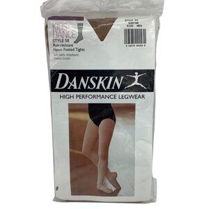 Vtg NEW Danskin Kids Dance Style 58 Nylon Footed Tights Suntan Medium Resistant
